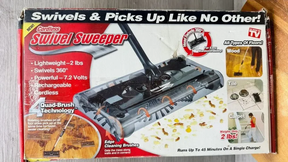 New OnTel Cordless Swivel Sweeper 7.2 V Rechargeable/Lightweight As Seen on TV